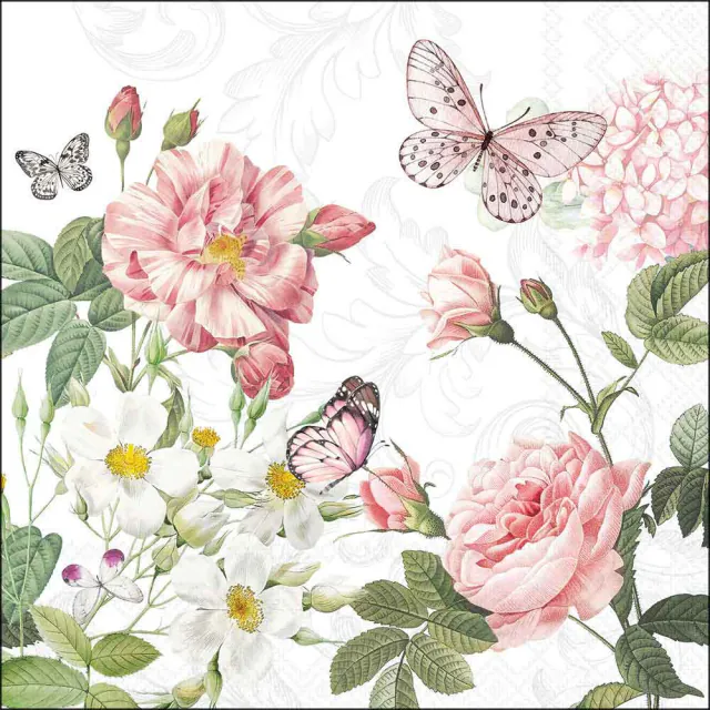 Guardanapo papel 33X33 (20 unidades): Amélia (Flores e Borboletas) - Image 2