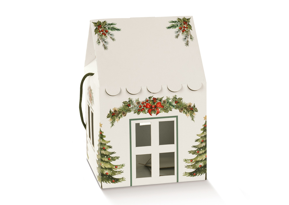 Caixa Casinha com Cordão Estreita Pini Verdi Branca: 20X20X18cm - Image 2