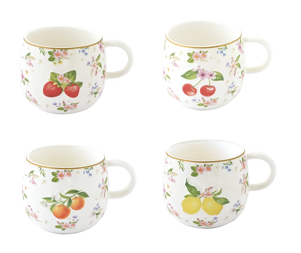 Chávena grande decorada em relevo Fancy Fruit: Morangos - Image 3