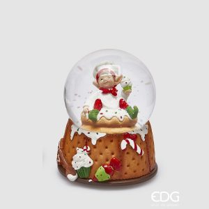 Globo de neve musical + leds Duende Pasteleiro base Bolachas: com Cupcake