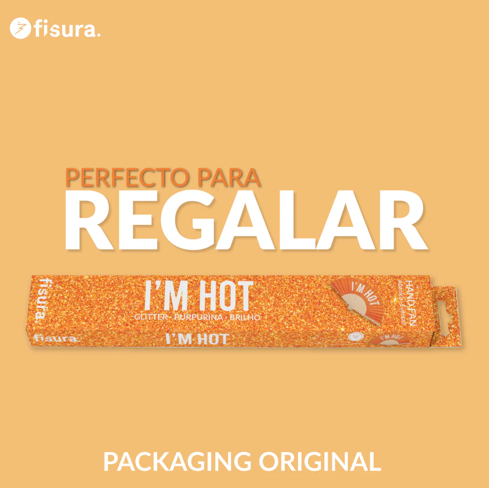 Leque Abanico I’m Hot (laranja purpurina) - Image 7