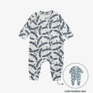 Macacão de Bebê Ziper com opção de Pezinho | Blue Flock