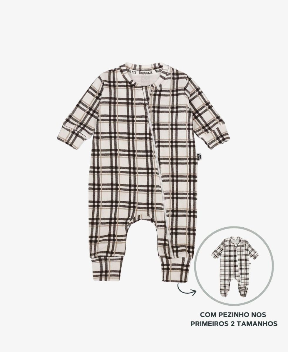 Macacão de Bebê Ziper com opção de Pezinho | Xadrez Plaid - Image 2