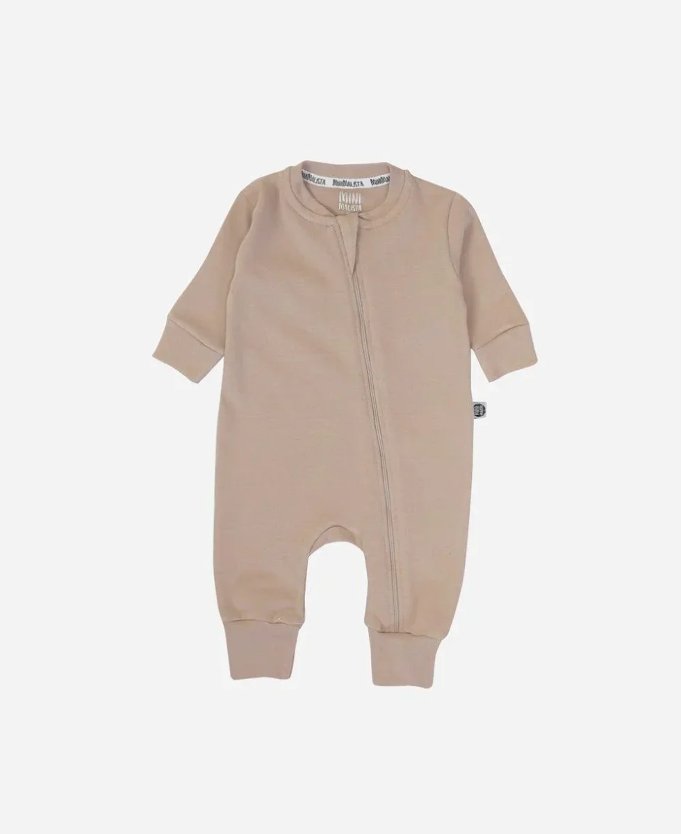 Macacão de Bebê Ziper com opção de Pezinho | Liso Cinnamon - Image 4