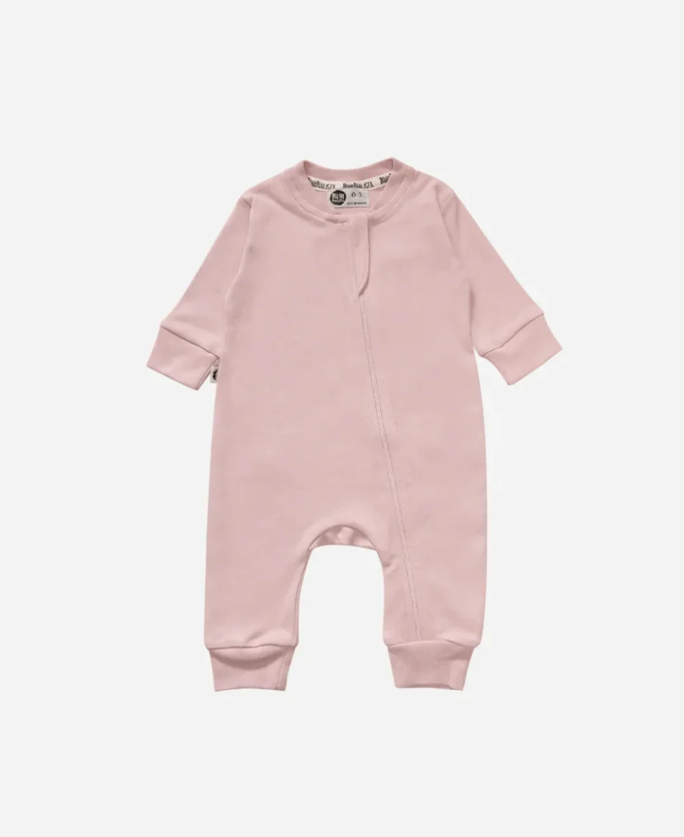 Macacão de Bebê Ziper com opção de Pezinho | Liso Rose Dust - Image 3