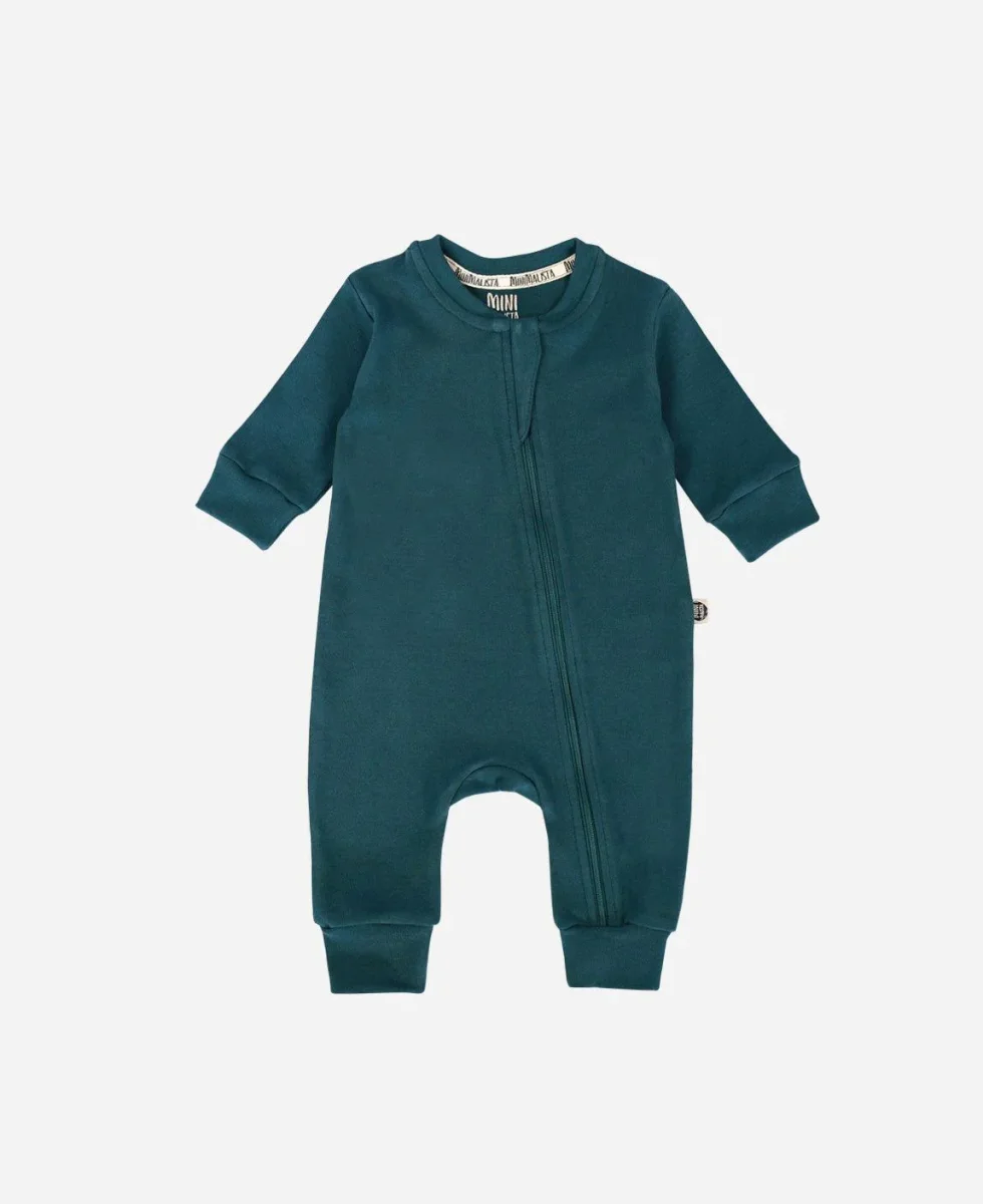 Macacão de Bebê Ziper com opção de Pezinho | Liso Deep Green - Image 5