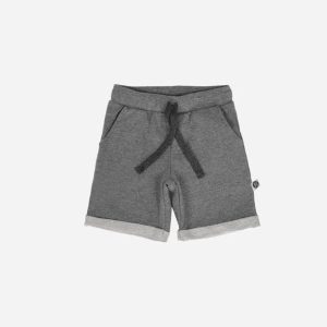 Bermuda Infantil Moletom MiniMalista Liso | Mescla Escuro