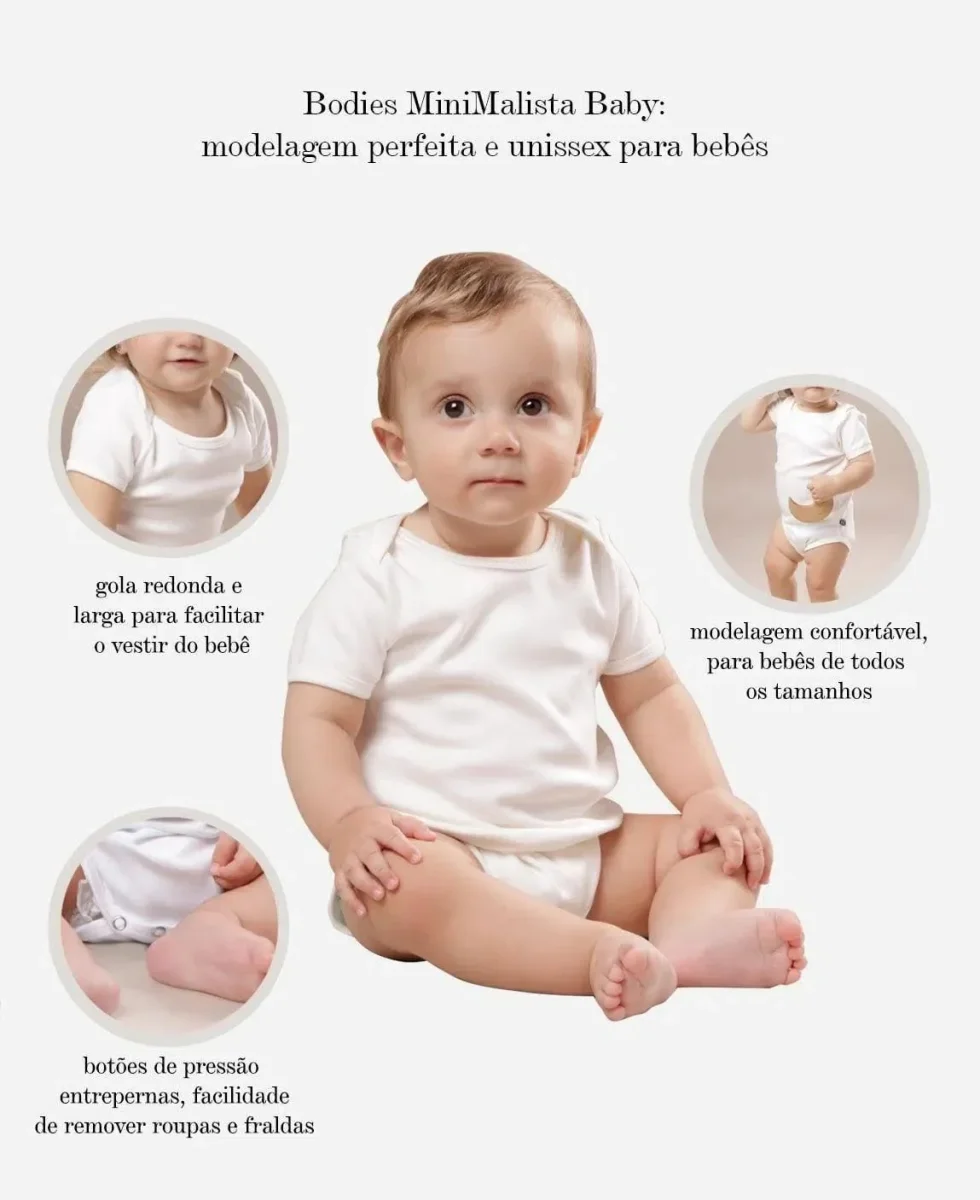 Body de Bebê Manga Curta Unissex MiniMalista Liso | Mescla Escuro - Image 6