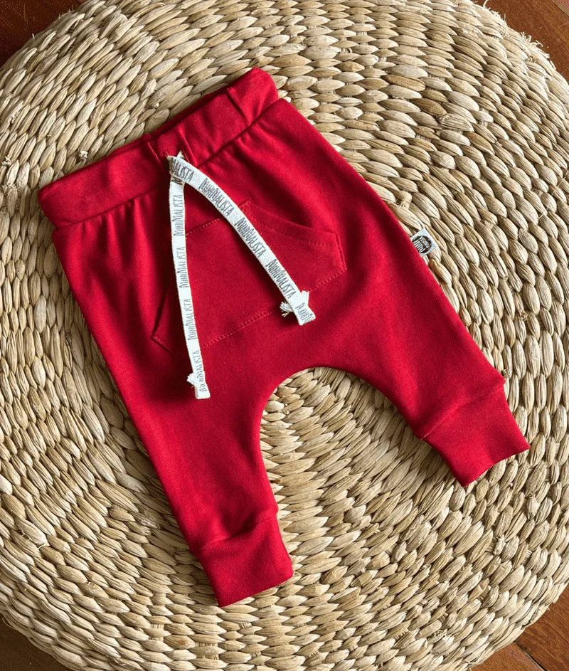 Calça de Bebê Unissex Bolsão MiniMalista | Liso Real Red - Image 4
