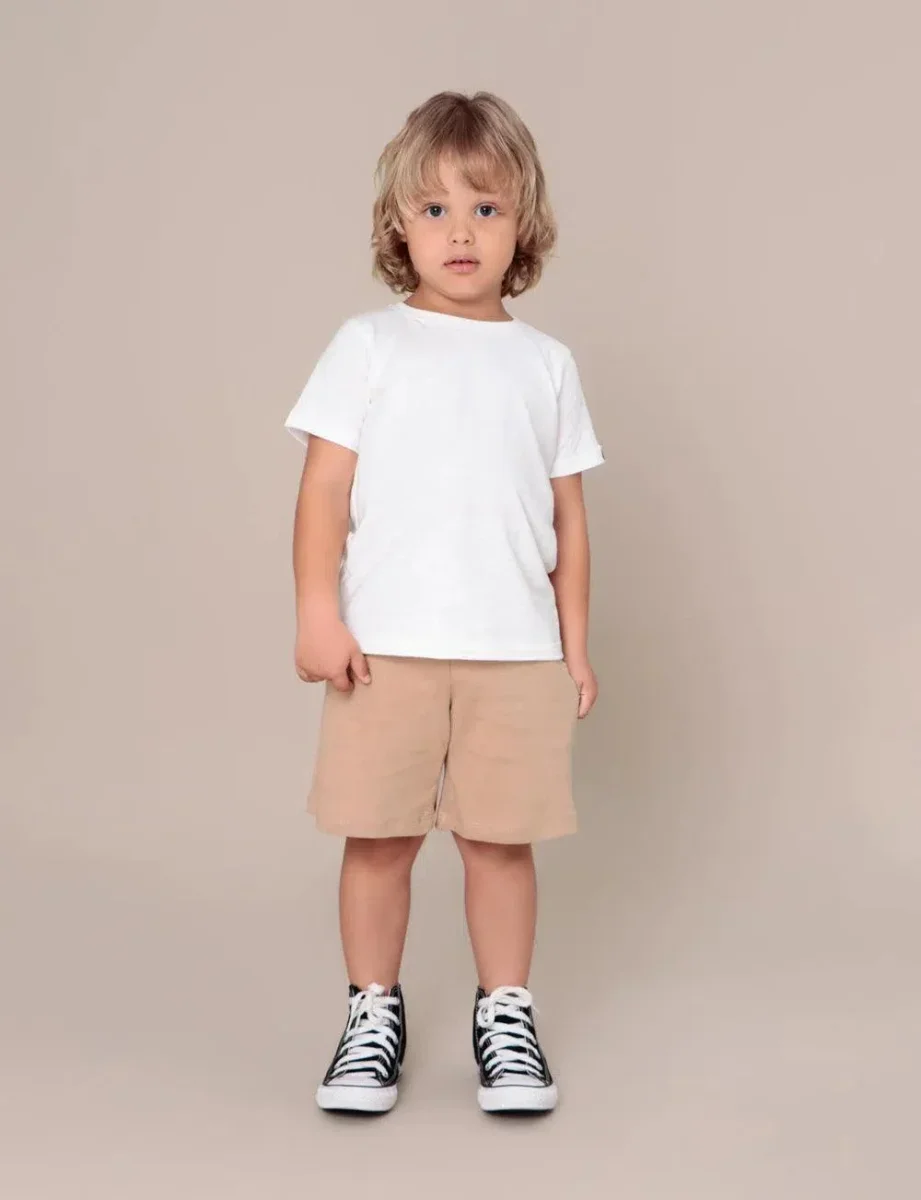 Camiseta Infantil Manga Curta Unissex | Liso Branco Off - Image 5