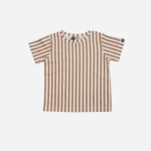 Camiseta Infantil Manga Curta Unissex | Listras Retrô Avelã