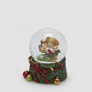 Globo de Neve Cãozinho com Base Verde 9cm: manchas amarelas