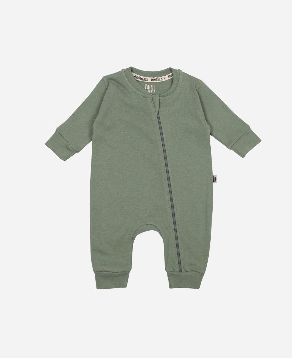 Macacão de Bebê Ziper com opção de Pezinho | Liso Sage - Image 5